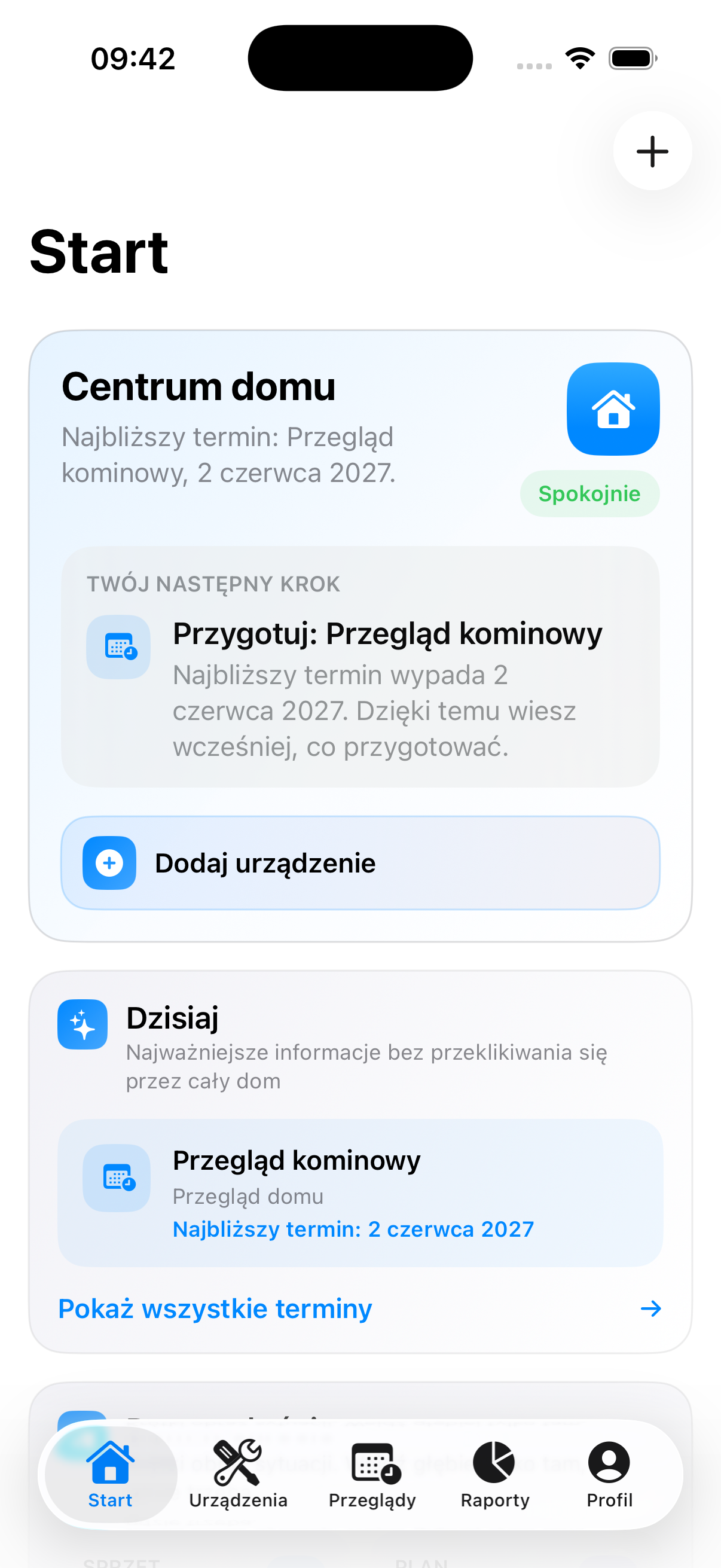 Ekran startowy aplikacji Domownik Pro
